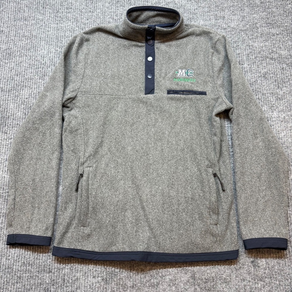 Maine Mariners Colosseum Fleece Pullover Mens Small Gray Snap Front Sweatshirt